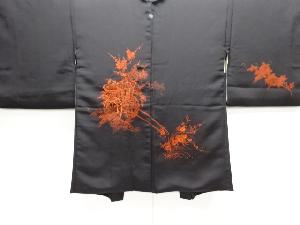 御所車に草花模様刺繍一つ紋絵羽織